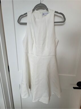 ZARA White Sleeveless Fit-and-Flare Mini Dress
